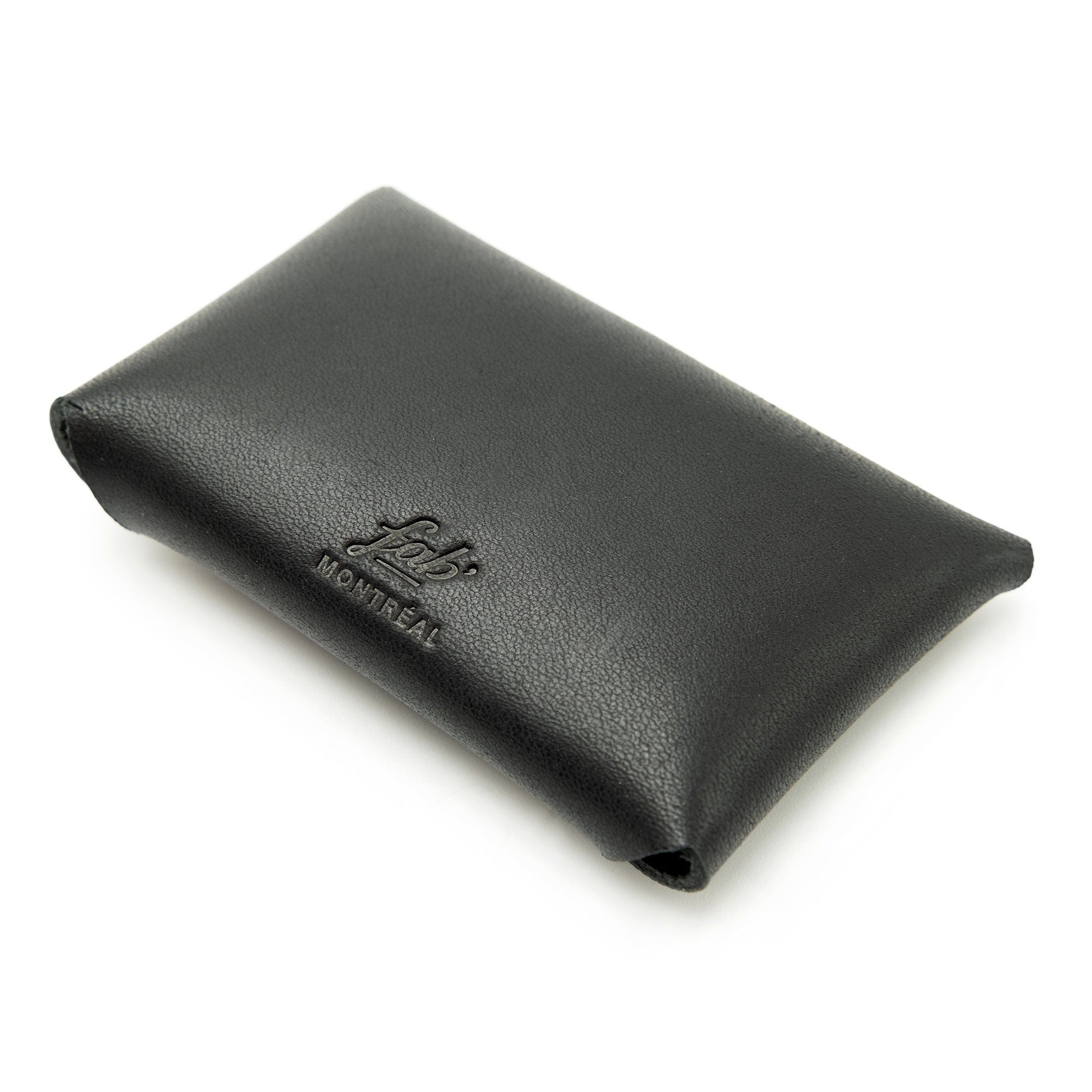 Étui à cartes en cuir noir