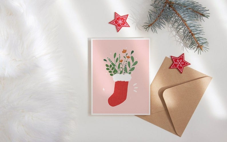 Greeting card - Christmas stocking