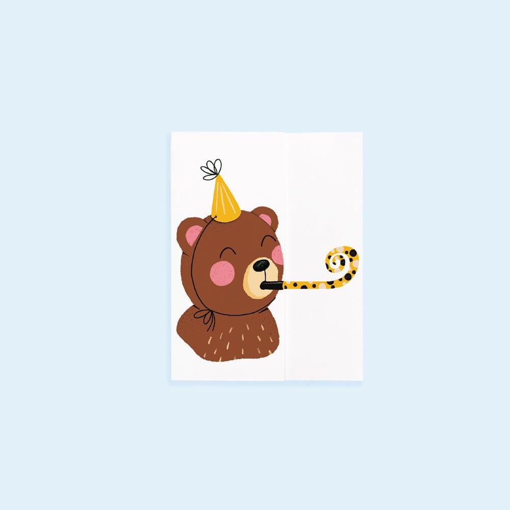 Fold-out greeting card - Celebrating Bear