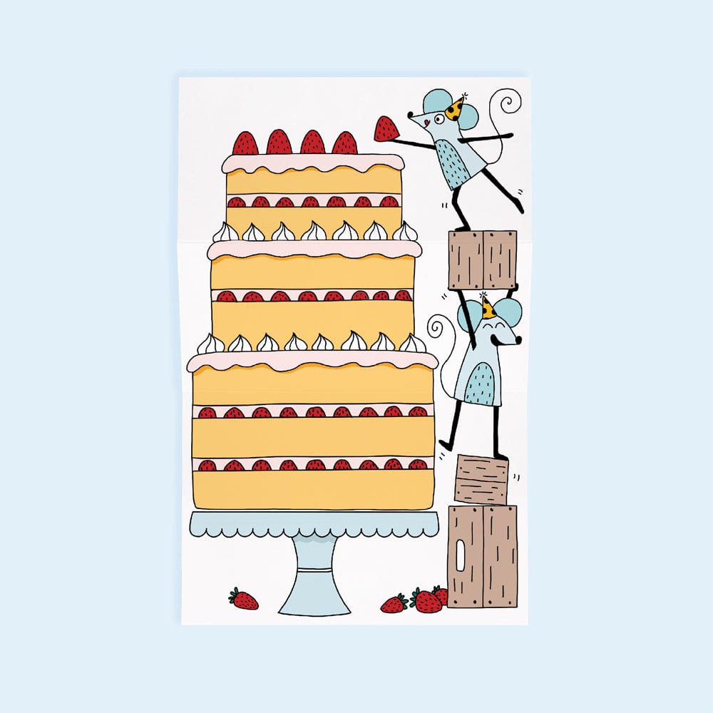 Unfolding greeting card - Big cake