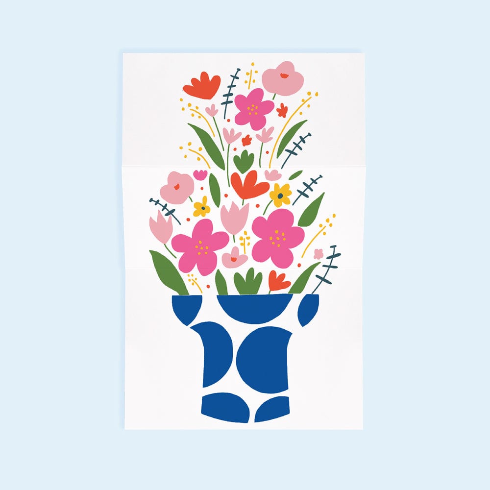 Carte de souhaits à déplier - Vase à fleurs