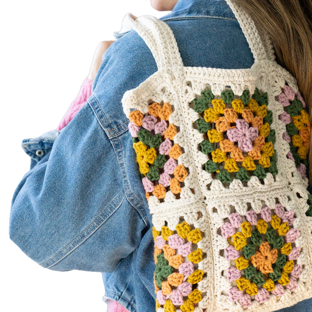 Kit sac crochet granny square, kit diy, sac granny square, sac crochet –  brin brun